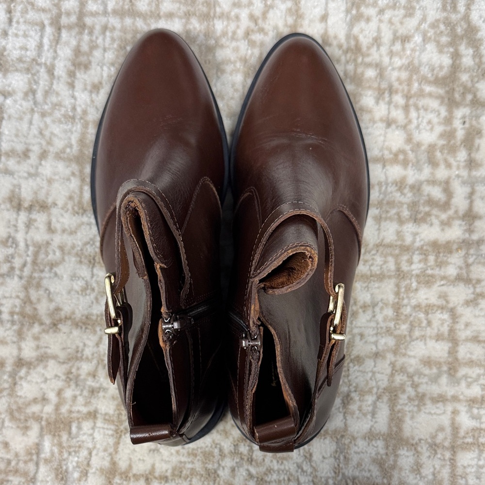 Marroqui Sanchez Women’s Leather Ankle Boots with Gold Buckle